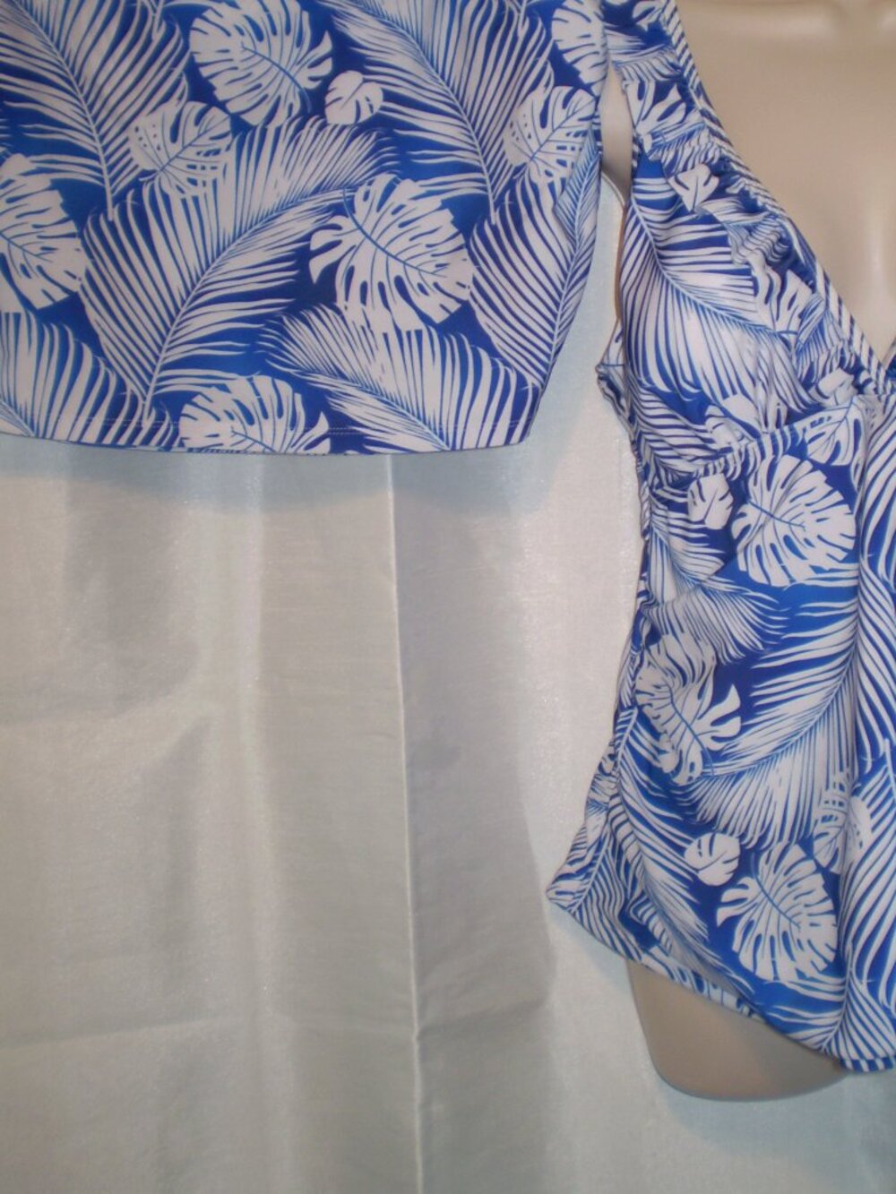 nwt SIMPLY FIT BLUE/WHITE TANKINI SWIM DRESS SET SZ XL MSRP$90